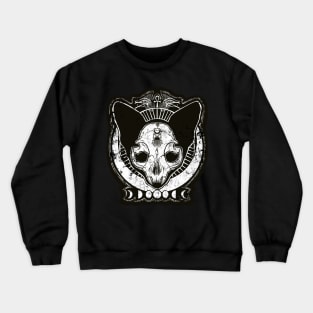 Cat Goddess of Night - cat skull, egypt, ankh, scarab, moon, ra summer night, talisman Crewneck Sweatshirt